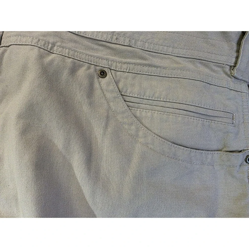 Cabelas Hiking Pants Mens 40X30 Spell Out Logo Cargo Beige Lycra T400 Work Camp